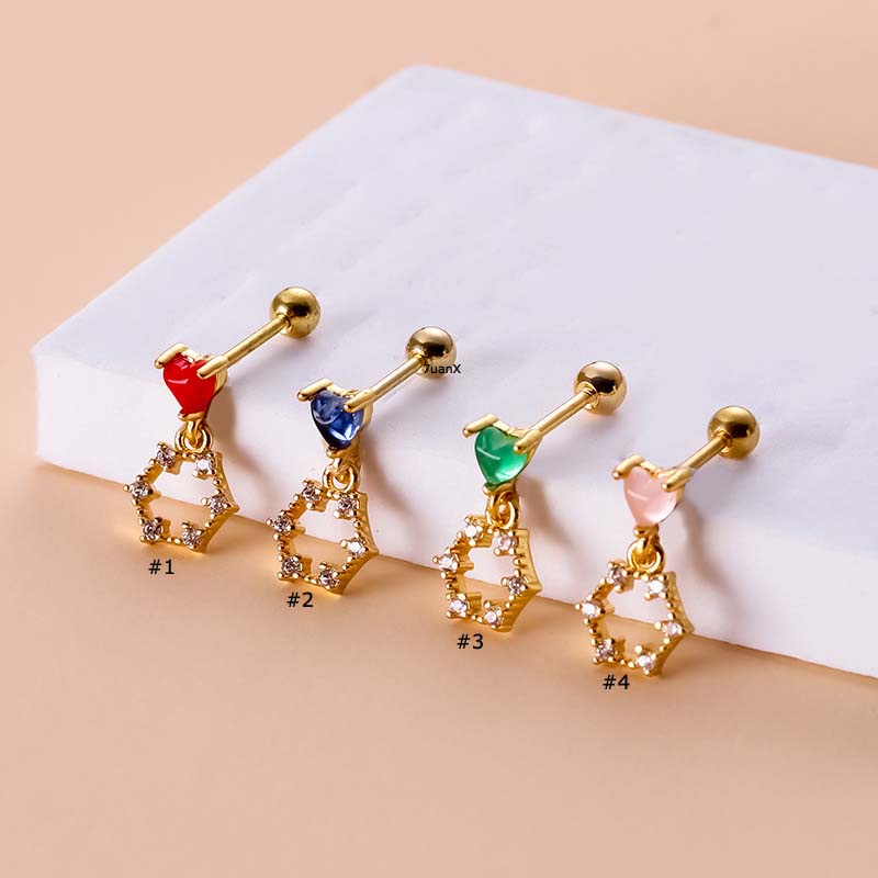 1pc Anting Stud Tindik Hypoallergenic Bahan Stainless Steel Ukuran 20Gauge Untuk Wanita