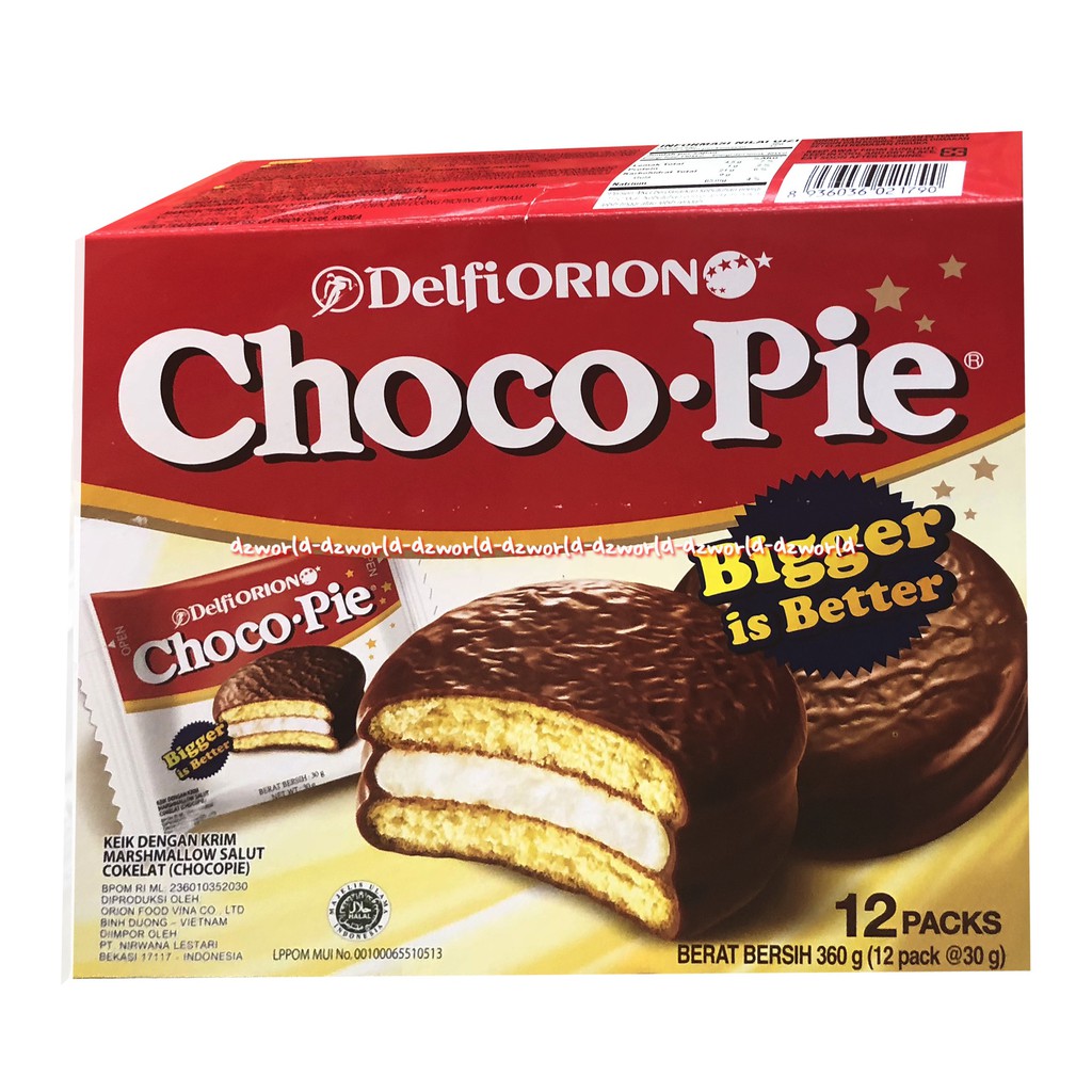 Delfiorion Choco Pie Biskuit Coklat Biscuit 12 Pack Chocolate Bigger Delfi Orion Biskut Cokelat Delfi Orion Choco