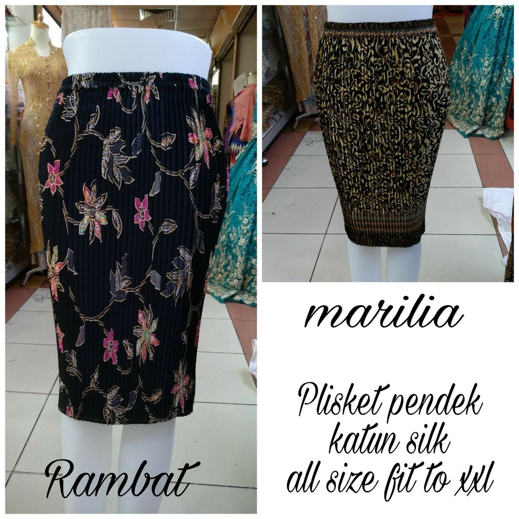 SB Collection Rok Plisket Candy Pendek Midi Batik Jumbo Wanita