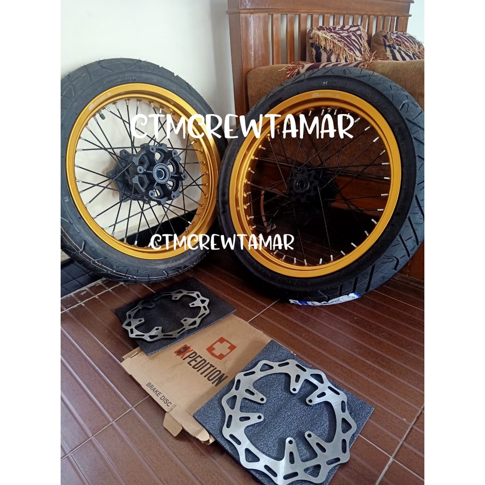 VELG SET SUPERMOTO YAMAHA WR-155 LEBAR VELG 250/300-17 BAN IRC BARU BISA COD
