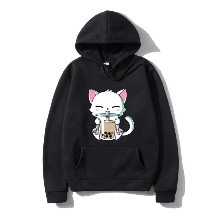 Sweater Hoodie Wanita BOBA CAT/ Bisa COD/ Kiky Terbaru!!!/ hoodie wanita