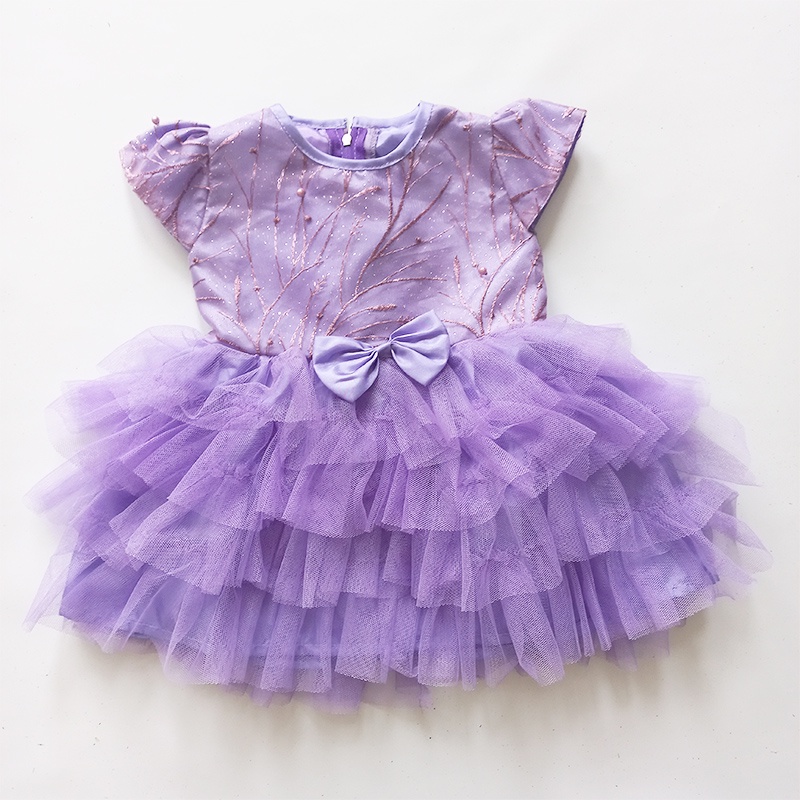 Baju Bayi Warna Lilac Perempuan 6 12 Bulan Dress Anak Warna Ungu Import Korea Bahan Premium VW04