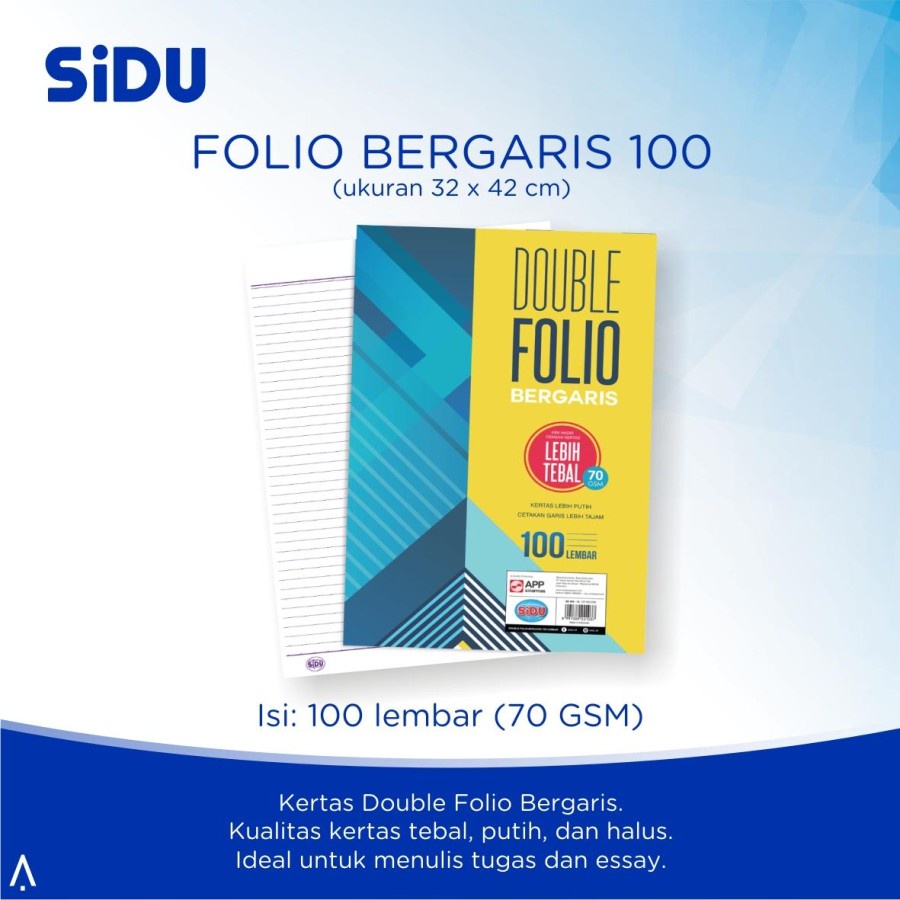

Kertas Double Folio Bergaris SIDU (Sinar Dunia) 100 Lembar