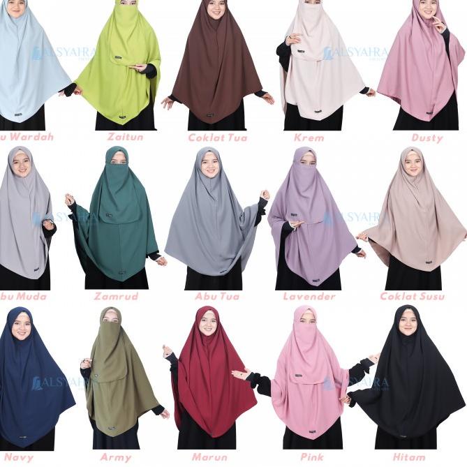 Keluaran Terbaru.. Set Khimar Instan Aisyah Luxury Wolfis Free Cadar Tali Alsyahra Exclusive