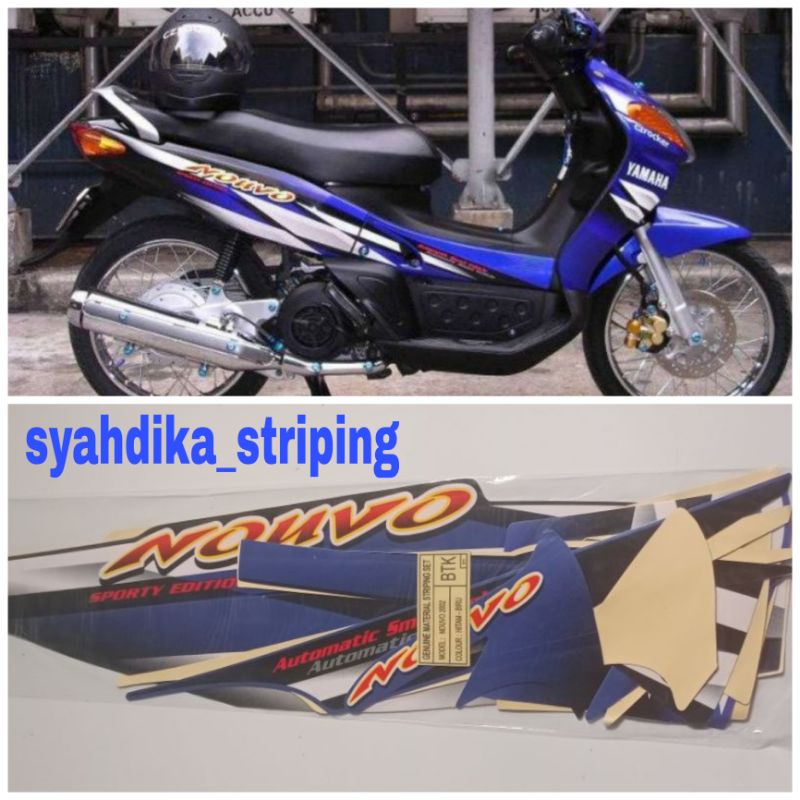 STIKER STRIPING LIS BODY YAMAHA NOUVO LELE SPORTY 2004 HITAM BIRU