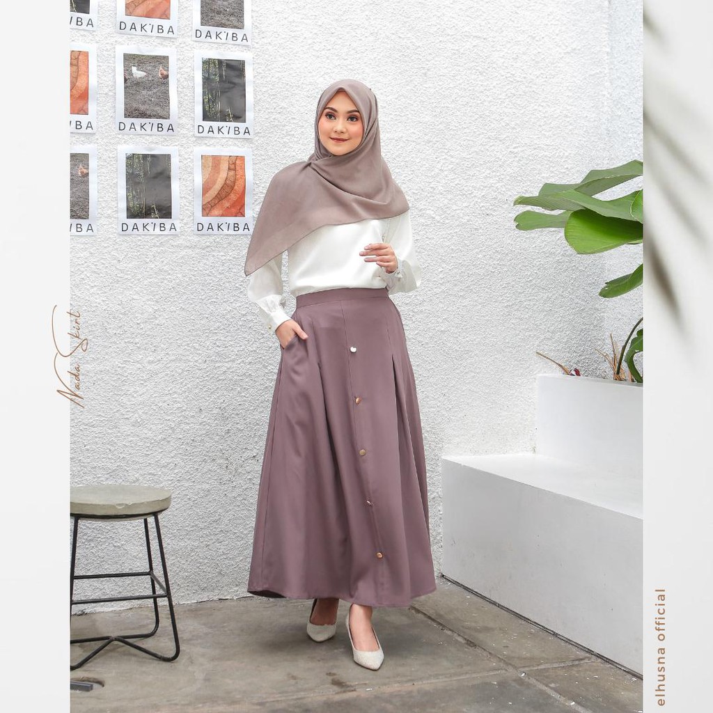 [𝐄𝐥𝐡𝐮𝐬𝐧𝐚] nada skirt / rok formal / rok lebar / rok kerja / rok panjang / bawahan wanita / rok A