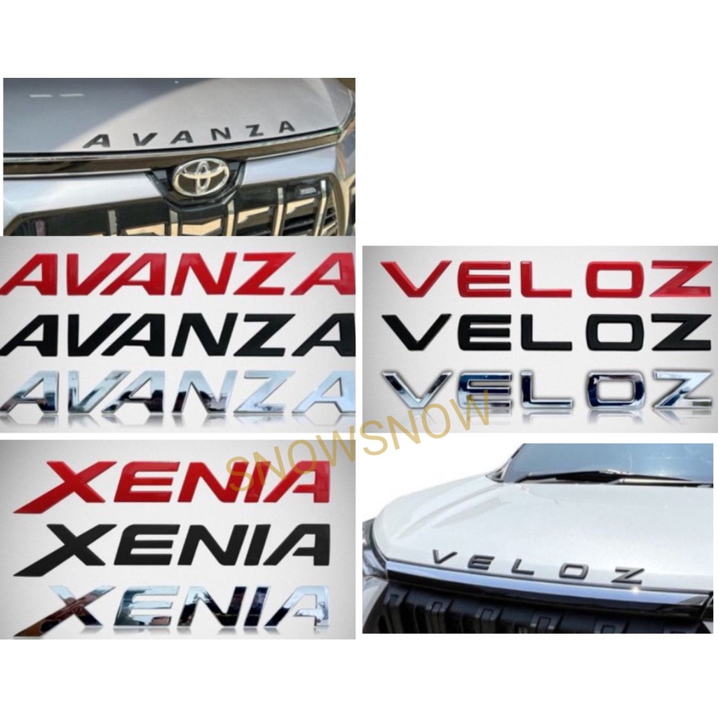 Emblem Kap Mesin Avanza Xenia Veloz 2021 2022 Up Hitam Merah Chrome