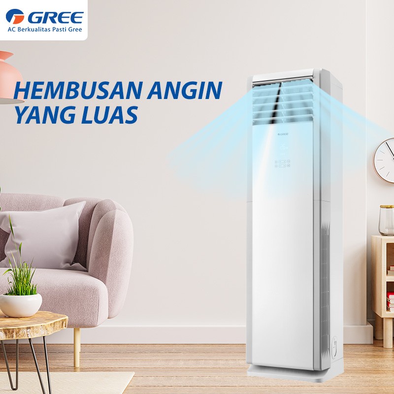 GREE AC Floor Standing 5PK - Wifi &amp; Touch Screen Kontrol -GVC-48STS(S)