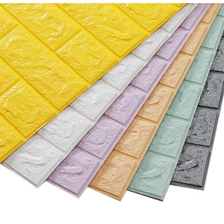 TERMURAH [ PAKET 10 LEMBAR ] Wallpaper 3D Foam Batu Bata / Sticker Dinding Timbul-10 Lembar Hitam70x38