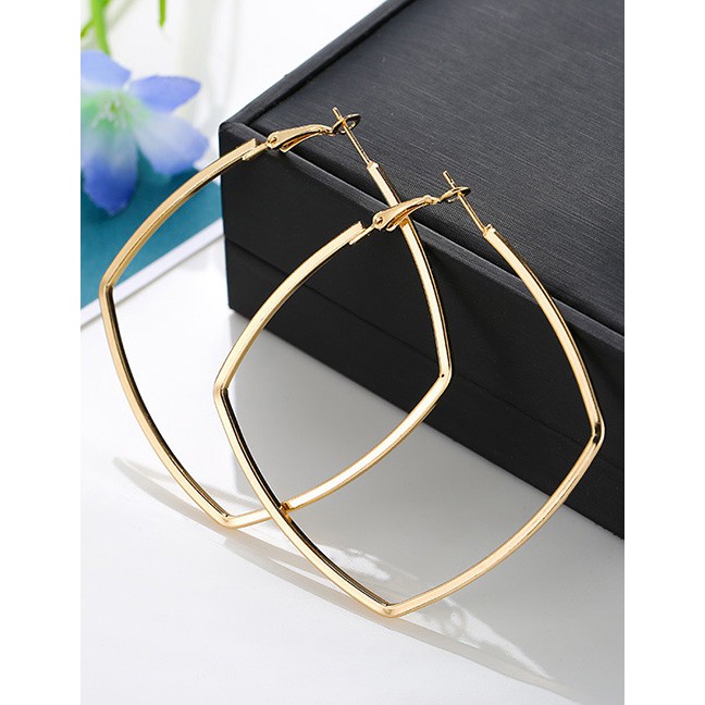 LRC Anting Tusuk Fashion  Square Shape Decorated Earrings E87321