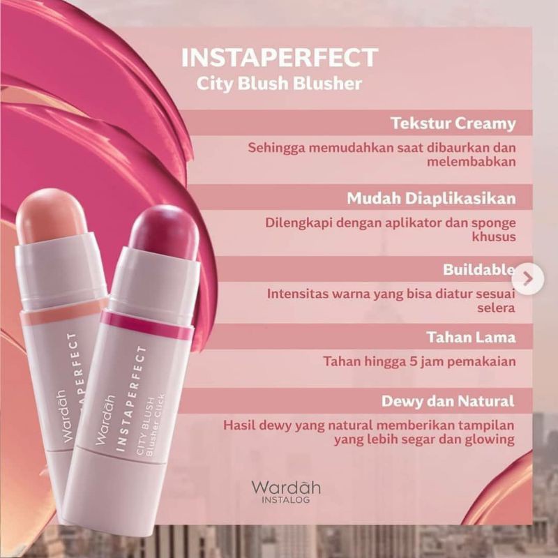 Wardah Instaperfect CITY BLUSH Blusher Click 5.6 g - Blush On