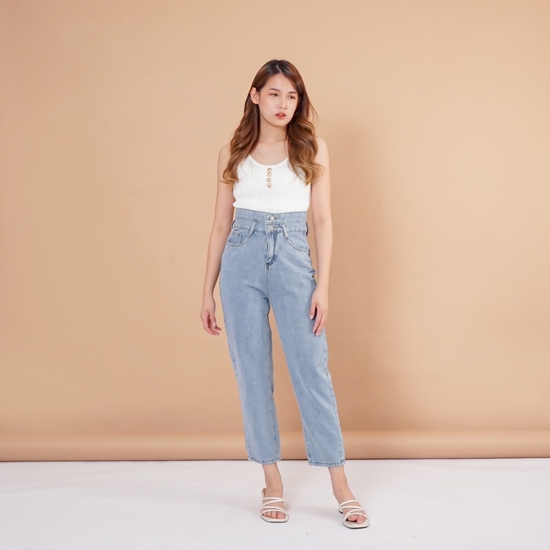 [LUXE.DLABEL]-MARIO JEANS | Celana Jeans Panjang Wanita Import Highwaist Jeans Boyfriend Jeans