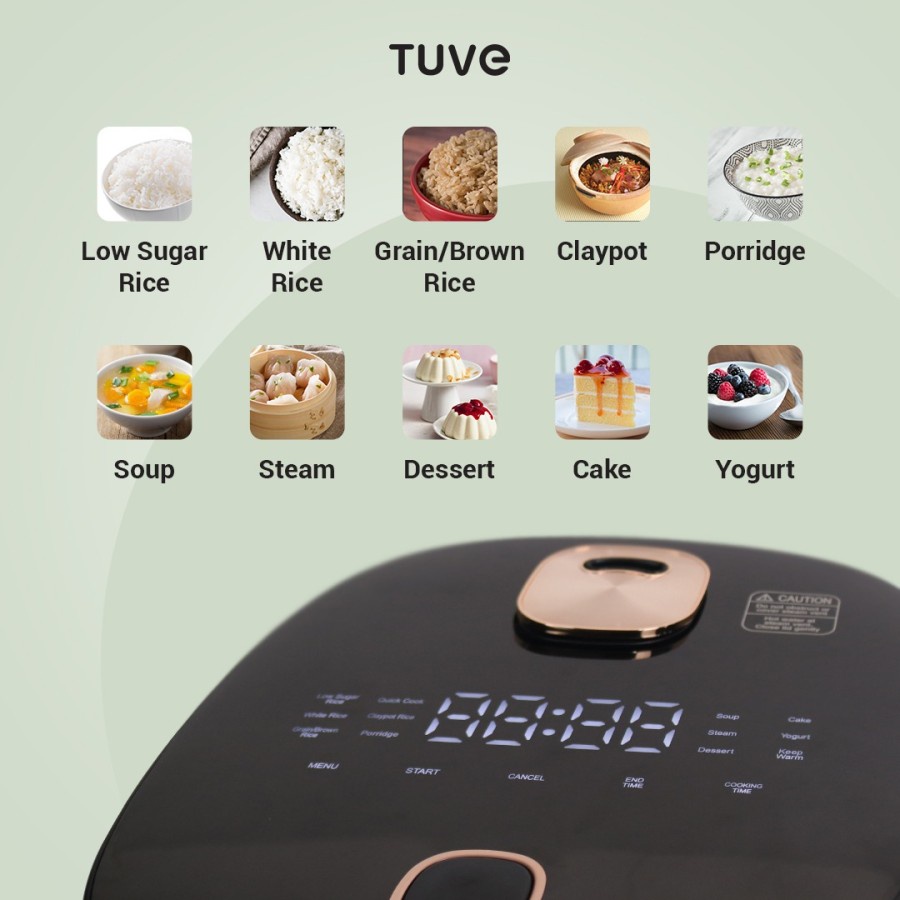 TUVE Rice Cooker Low Carbo Multi Function 2L ( 1 Liter Nasi Low Carbo) Low Carb Penanak Nasi Rendah Gula Karbo