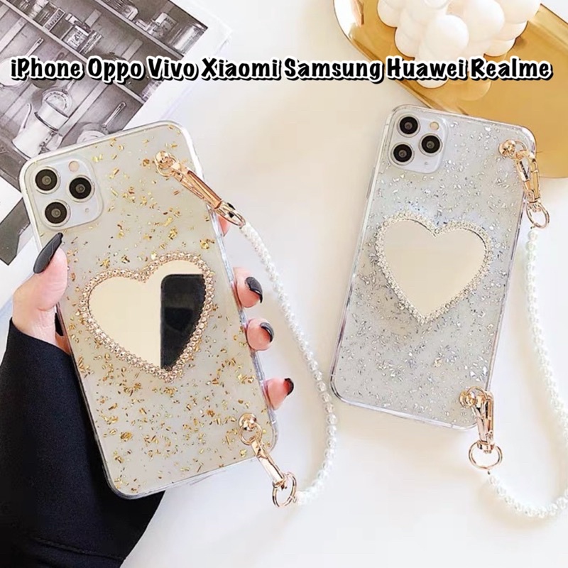 Confetti Mirror Diamond Case Chain Mutiara Samsung A12 A13 A23 A33 A53 A73 4g 5g A52 A22 M02 M11 M30 M30s A72 A32 A11 A20 A21s A30 A50 A70 A80