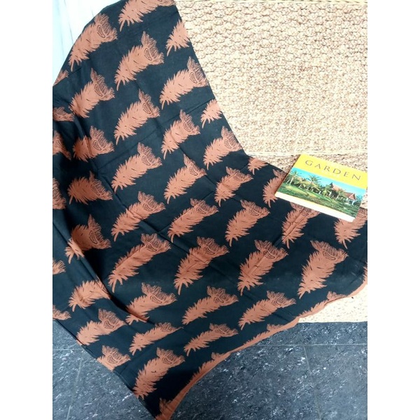 kain batik solo bahan katun motif daun kemoceng coklat