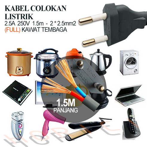 KABEL POWER / KABEL AC 220V / KABEL BUNTUNG / KABEL LISTRIK Kabel Sambungan + Colokan Listrik