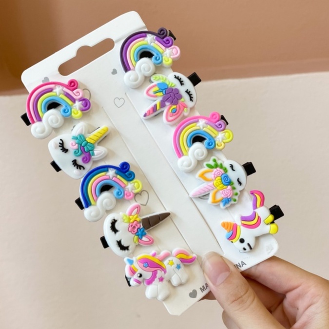 ED - 10PCS / SET JEPIT RAMBUT ANAK SET TERMURAH / JEPITAN RAMBUT ANAK MOTIF KARAKTER KARTUN-JPT - PONY HORN