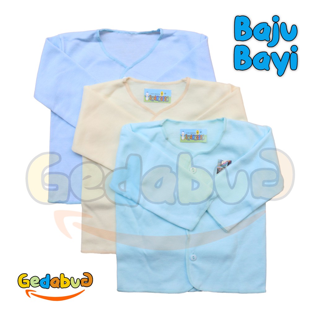 6pc - Baju Shankusen Panjang Polos | Perlengkapan Pakaian Bayi New Born