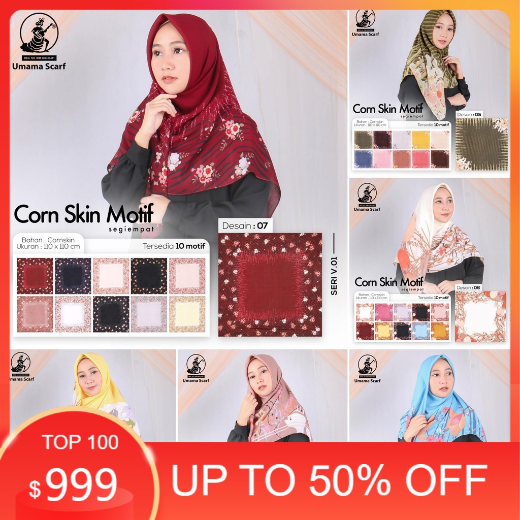 MURAH jilbab segiempat CORNSKIN MOTIF UMAMA (hijab corn skin / kerudung kulit jagung) 100%ORI