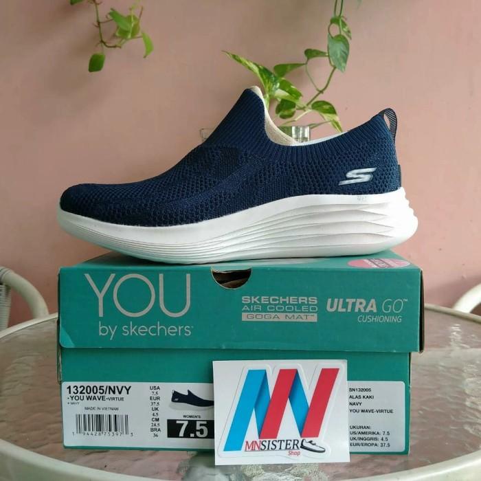 Sepatu Slip On Skechers You Wave Virtue Navy Original Bnib Ori Asli