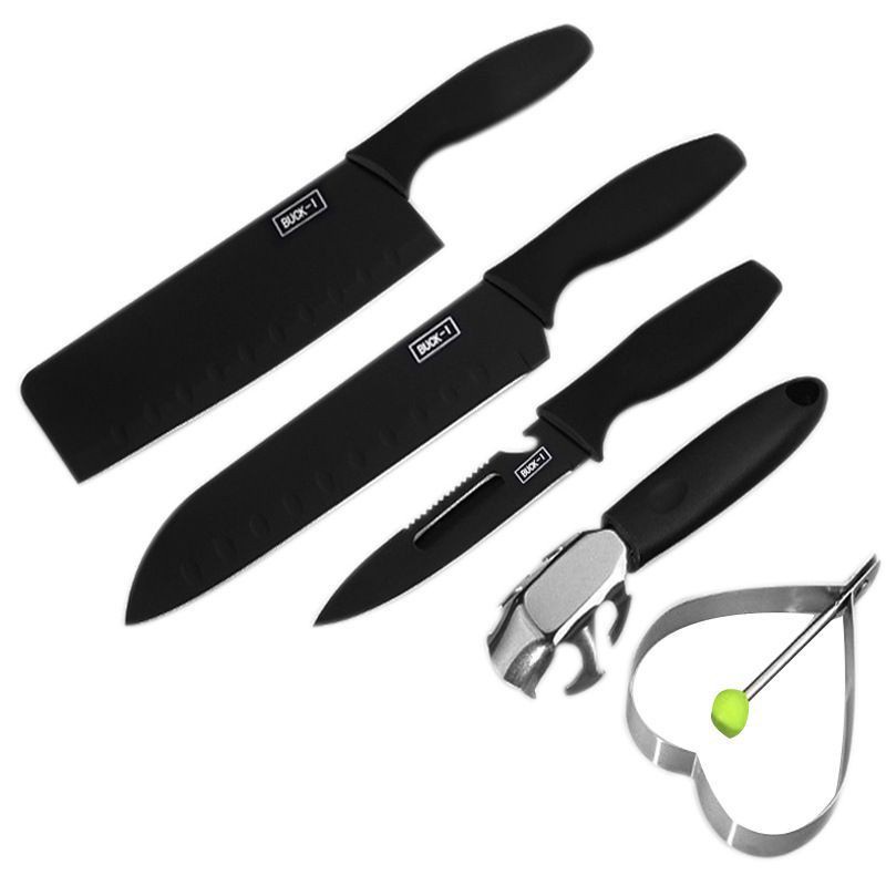 TERLARIS!!! SET PISAU DAPUR 5 PCS HITAM BUCK-I / PISAU SET 5 IN 1 ANTI KARAT SERBAGUNA