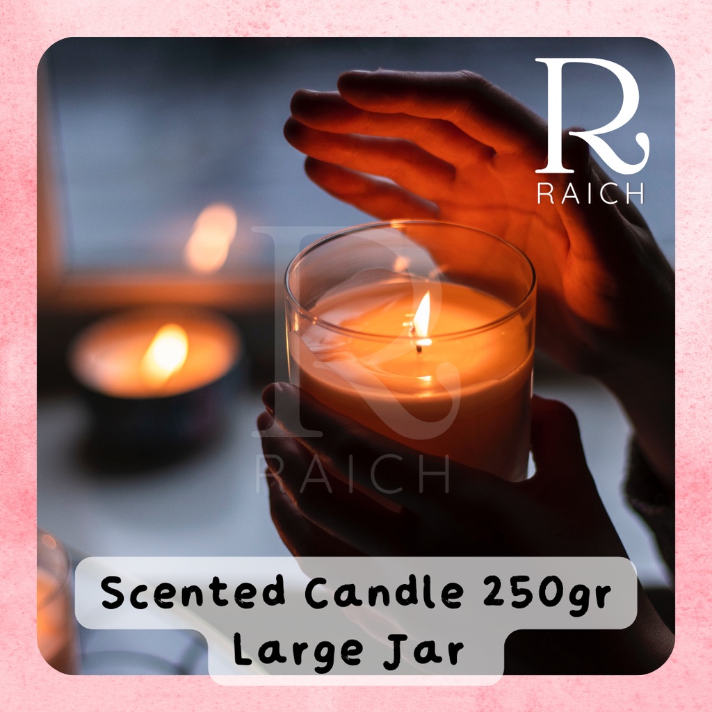 250GR Large Jar Natural Premium Secnted Candle Lilin Aromaterapi Vegetable Wax Souvenir