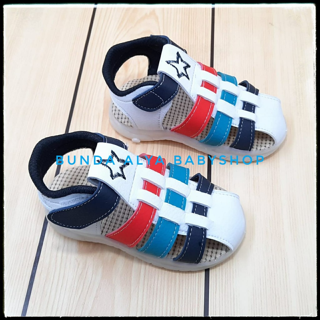 Sandal Anak Laki Usia 4 Tahunan Tali Bintang PUTIH Size 29 - 30 - Sandal Anak Cowok Keren Modle Tali Putih