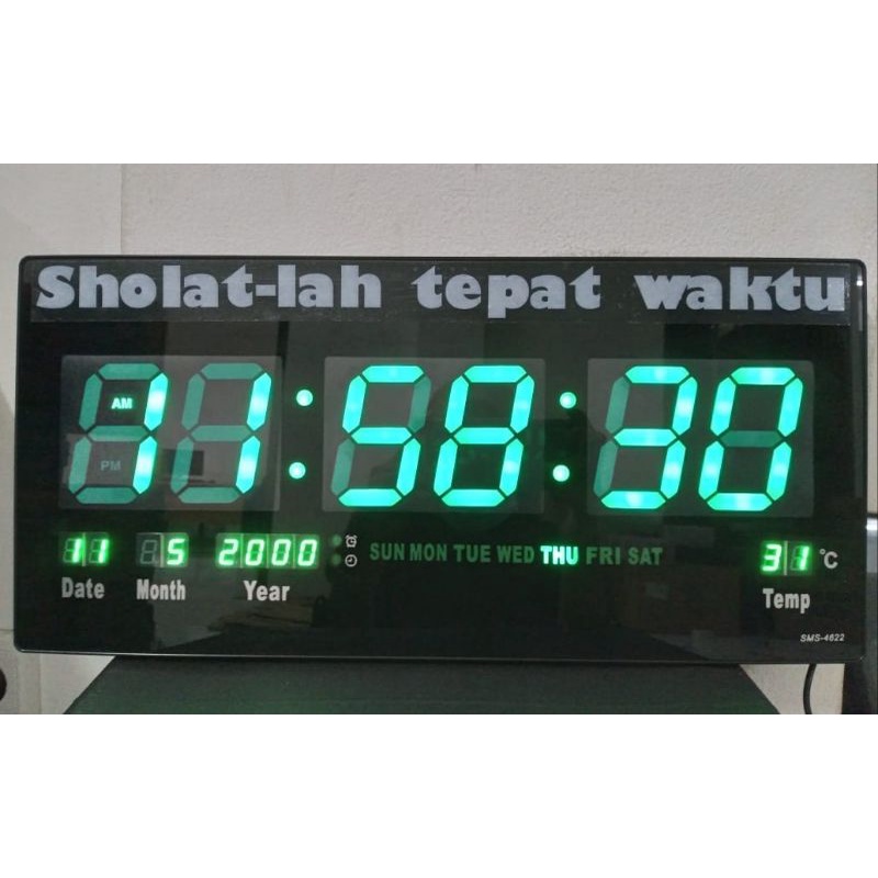 Jam Dinding Digital Sonifer 46 x 22 cm LED Biru / Hijau FREE CUSTOM NAMA