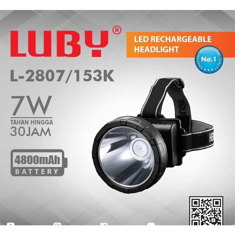 Senter Kepala Luby 2807 7 Watt Bonus Led 3 watt dc