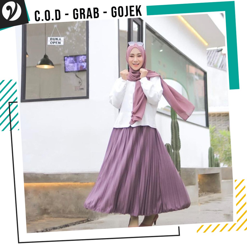 Rok Wanita Panjang Prisket Payung Polos Motif