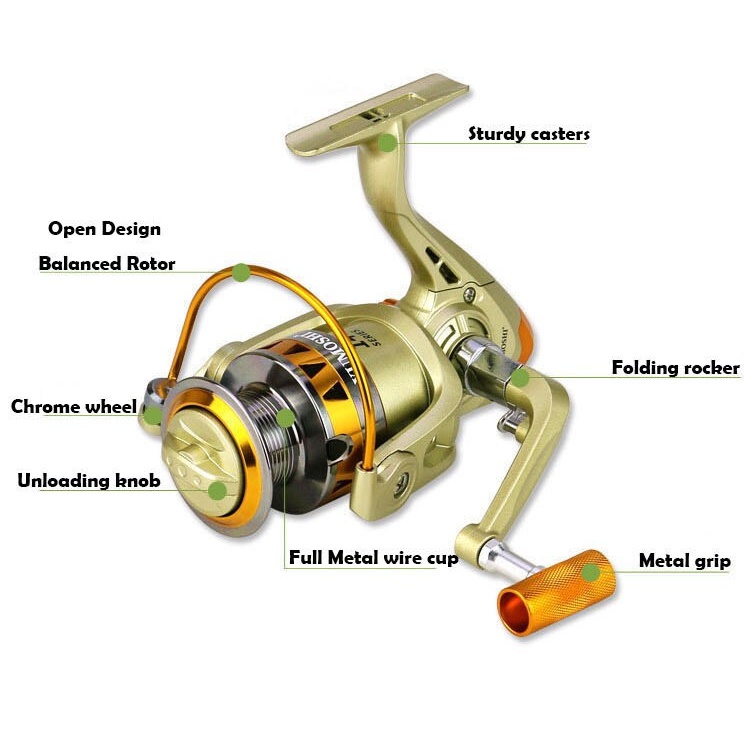 YUMOSHI JF5000 Reel Pancing Spinning 5.2:1 Gear Ratio - Golden