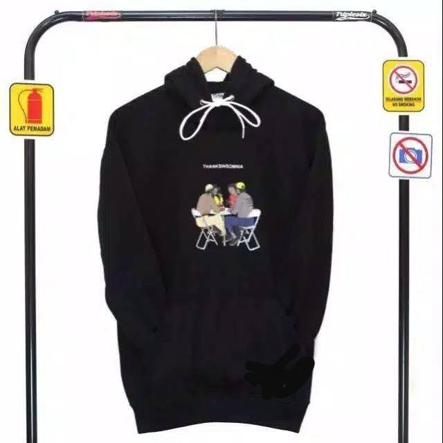 SWEATER THANKSINSOMNIA HITAM FLEECE TEBAL / SWEATER DISTRO THXNSMN