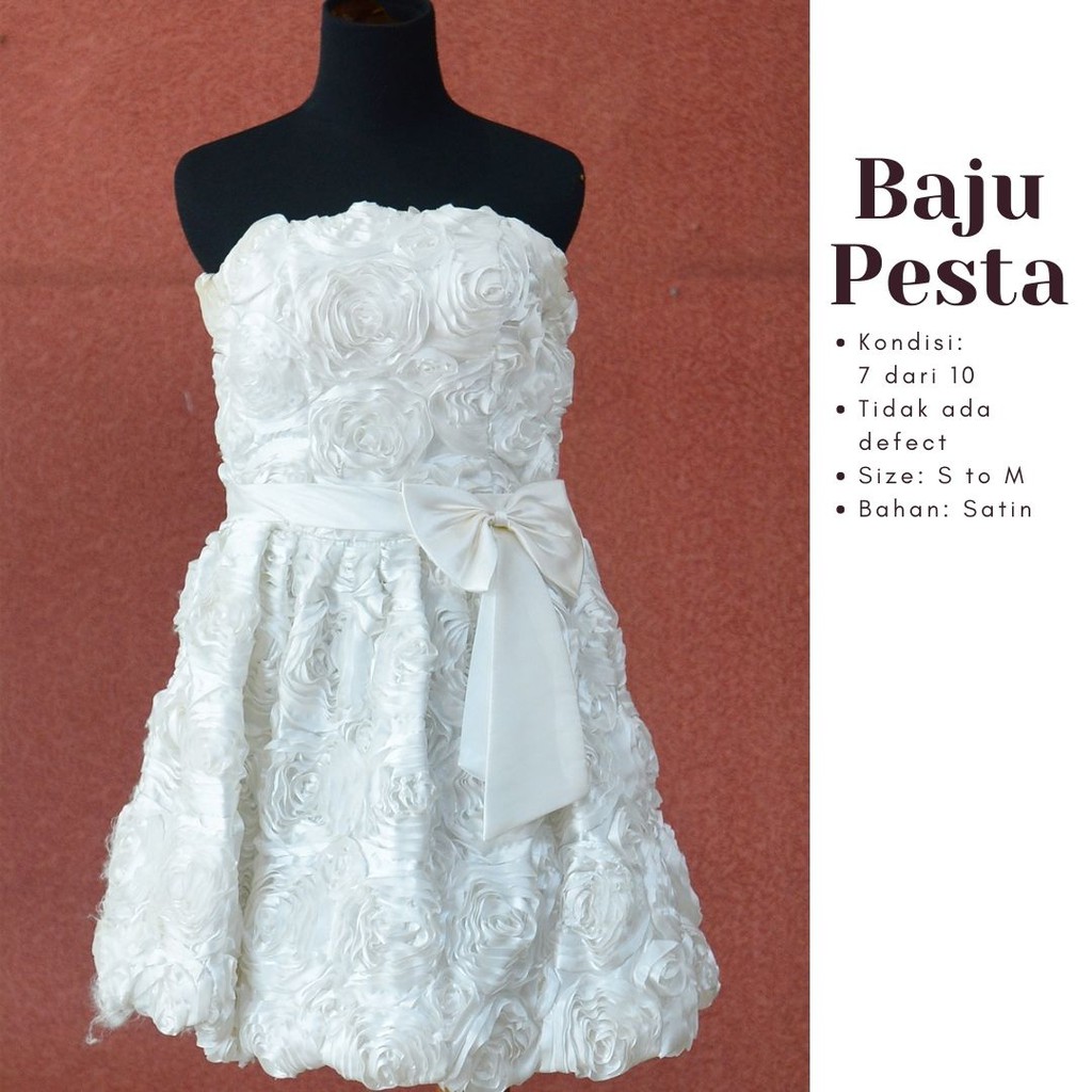 Evening Prom Birthday Party Mini White Satin Dress Motif Bunga