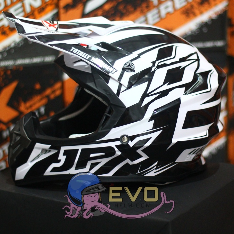 HELM JPX CROSS_FOX1 SERI X12 - PEARL WHITE GLOSS + GOOGLE SNAIL (ONGKIR 2 KG) HELM JPX X12 CROSS ORIGINAL HELM JPX ZEBRA HELM TRAIL KLX ADVENTURE JPX X12 MOTIF ZEBRA PAKET GANTENG GOOGLE SNAIL HELM JPX TERBARU