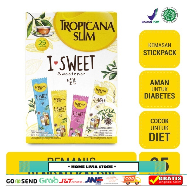 

Tropicana Slim Sweetener I-Sweet 25 sachet - Pemanis untuk Bantu Batasi Gula