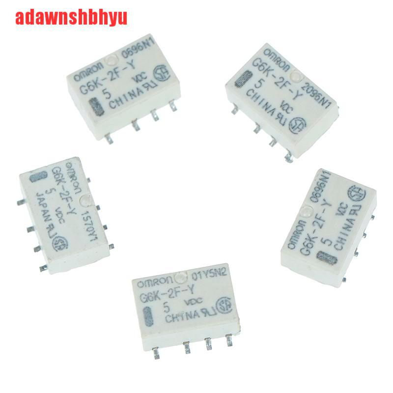 5pcs Relay Sinyal 8pin Dc 5v Smd G6K-2F-Y Untuk Omron