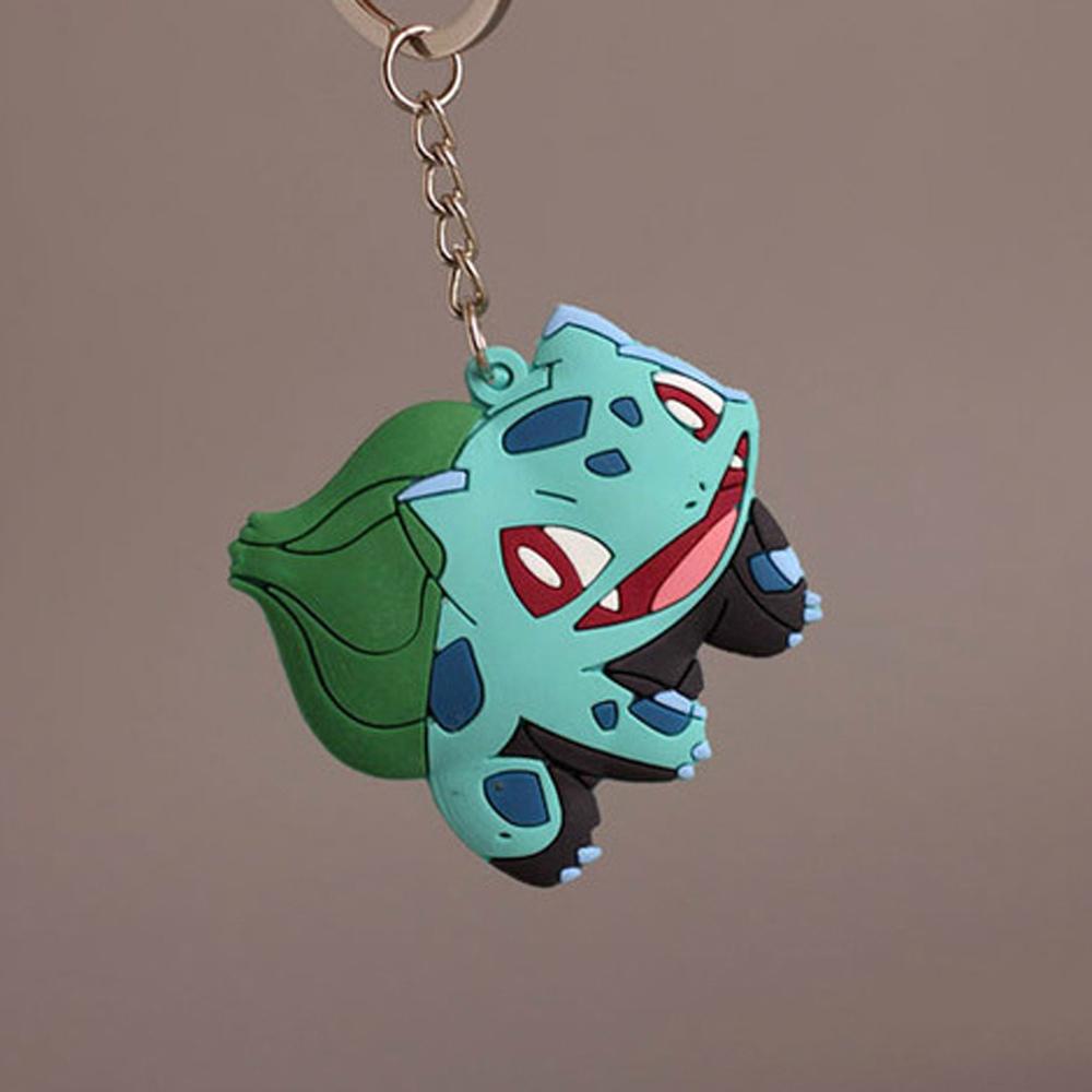 AUGUSTINA Gantungan Kunci Pokemon PVC Sandshrew Charmander Bulbasaur Pikachu Key Rings