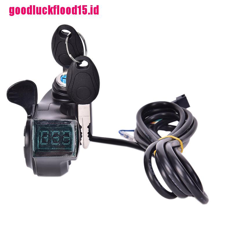 {LUCKID}Bikes Finger Thumb Throttle With Power Switch LCD Display Switch Handlebar Grips