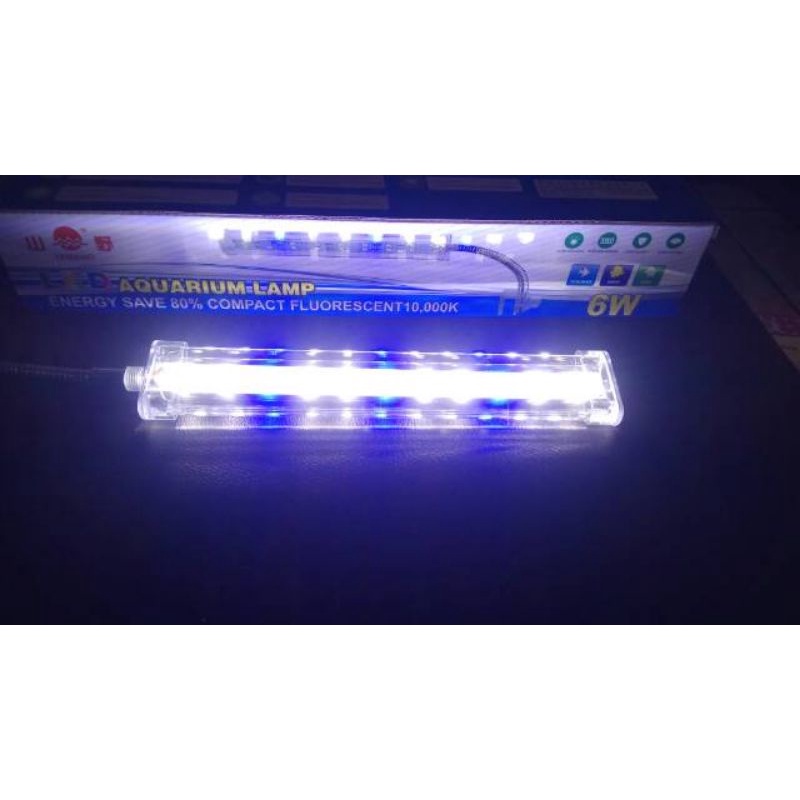 Lampu Aquarium LED Yamano 3W &amp; 6W biru putih guppy neon tetra aquascape