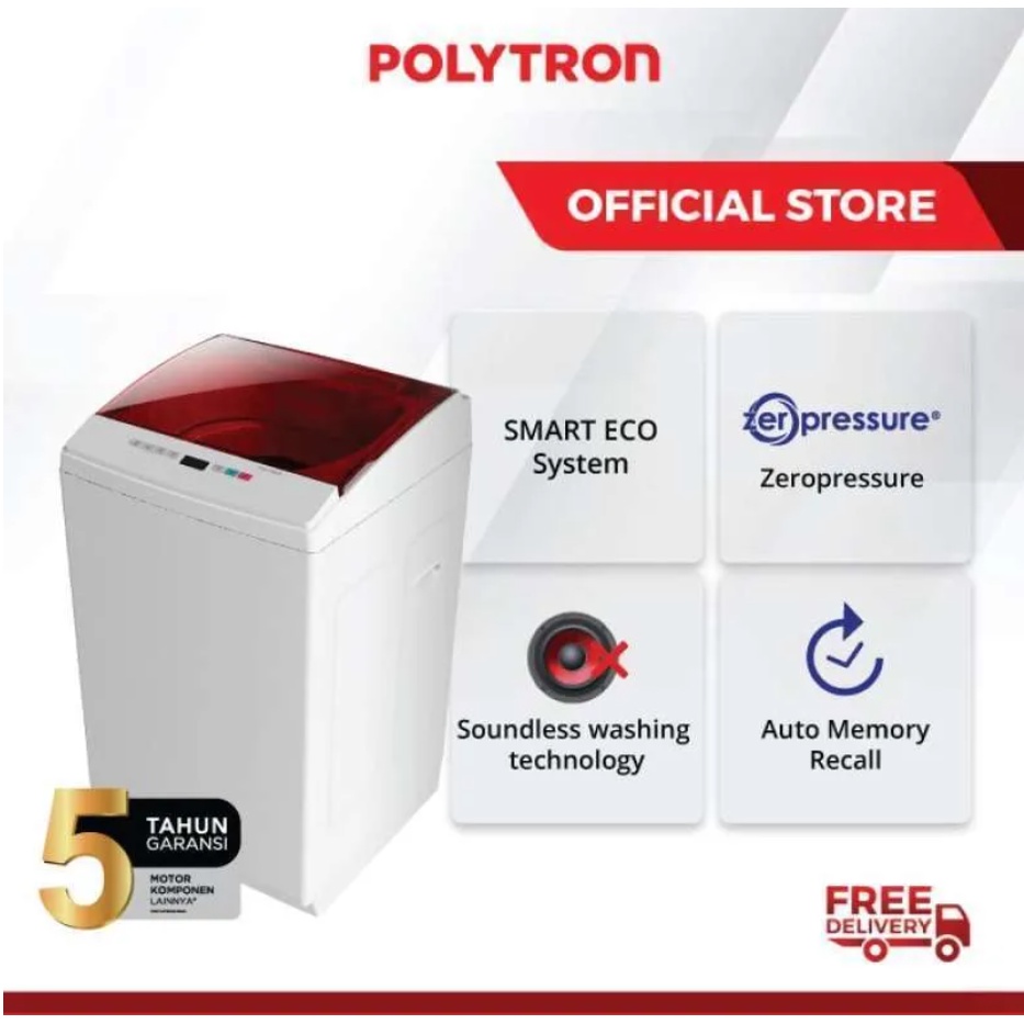Polytron Mesin Cuci Top Loading 7.5 KG Hijab - PAW 7527 / PAW7527