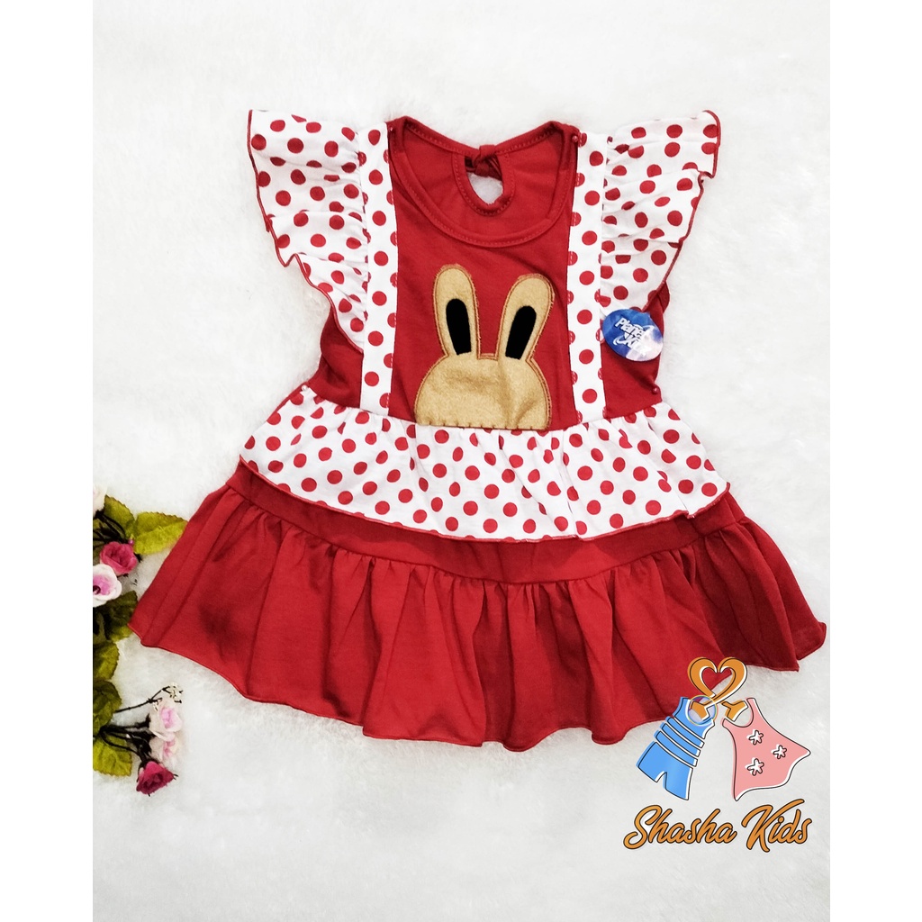 [M-06] Baju Bayi Perempuan/Dress Bayi  Perempuan Planet Kids lucu  motif panda   0-6 bln