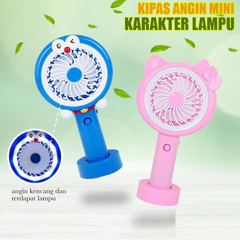 Kipas Angin Tangan Mini Karakter + Lampu LED Handy Mini Fan SX-109 Stand