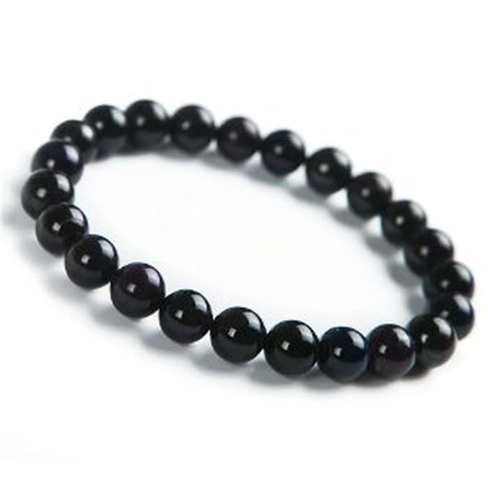 Gelang Pria Wanita Batu Giok Hitam - Black Jade Dim 14 - GelangTerapi Kesehatan