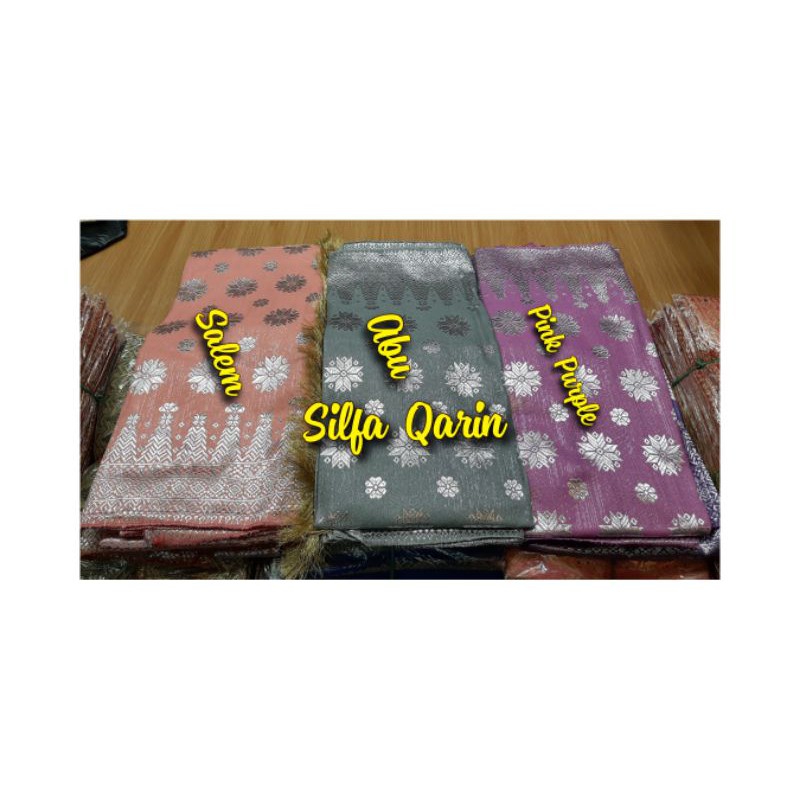 Bahan Kain Songket Tenun Selendang Palembang (Benang Silver) _ Kain Songket Selendang Tenun