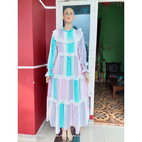 ready siap kirim!! gamis renda pelangi!!