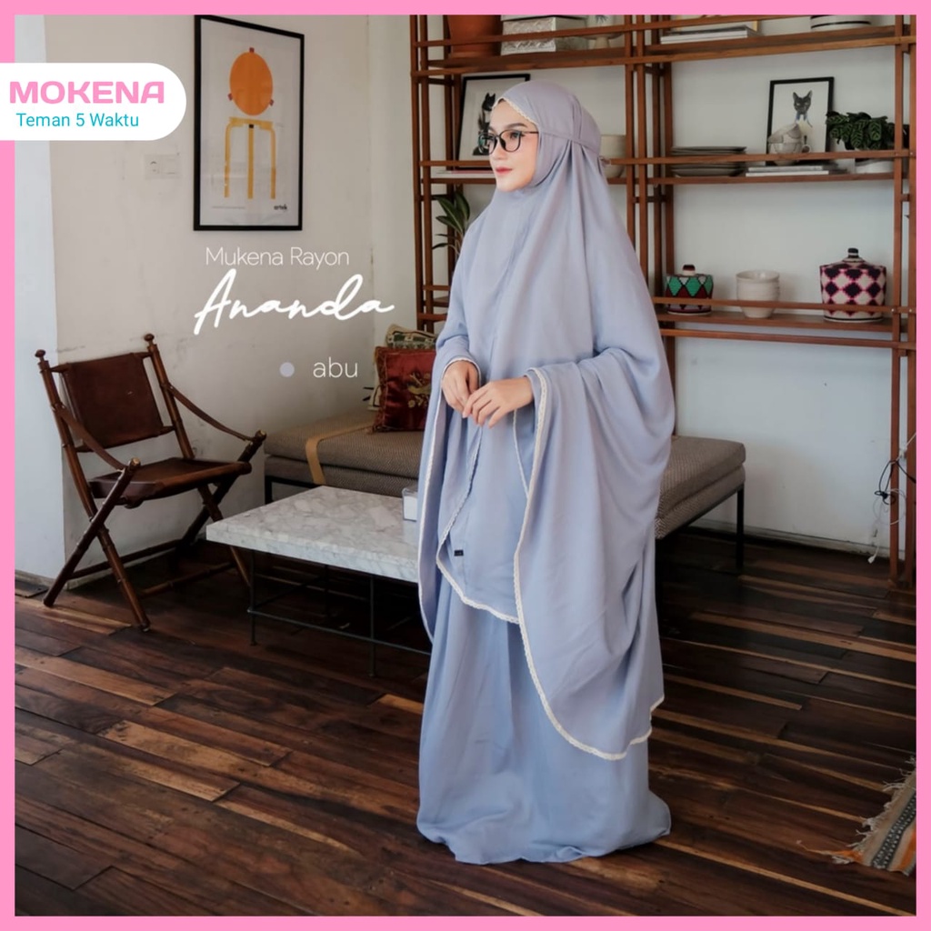 Mukena Mukenah dewasa Travel Traveling Polos jumbo bahan adem katun murah bali premium by MOKENA Rayon Ananda