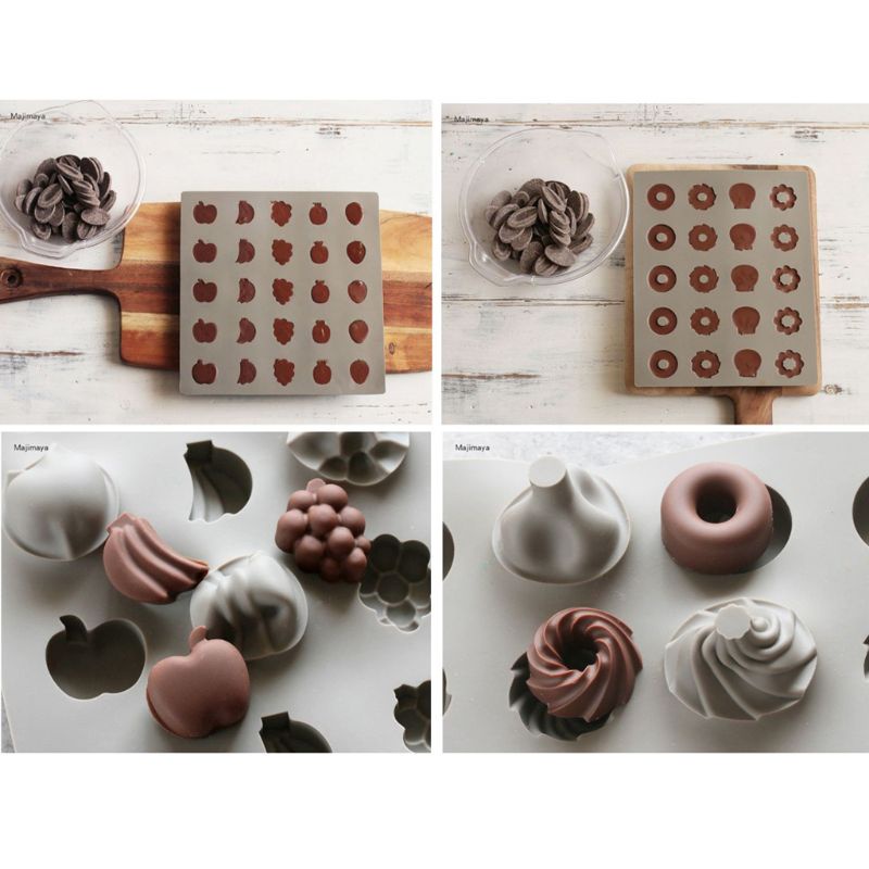 Siy 2pcs / Set Cetakan Fondant / Cokelat / Kue / Permen Bahan Silikon Desain Buah Handmade Untuk Dapur