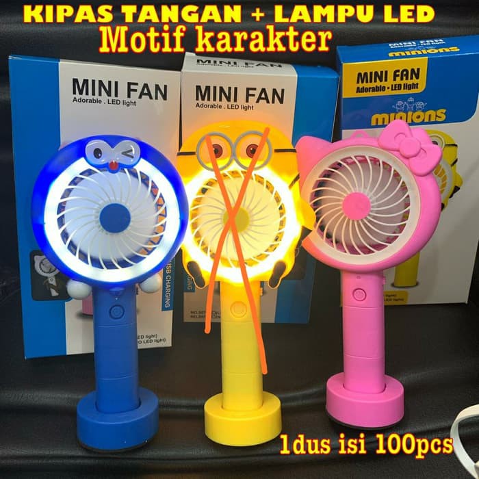 KIPAS TANGAN LAMPU LED MODEL KARAKTER MANTUL MURAH MERIAH