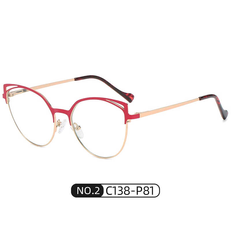 (YUZHU) COD Eropa dan Amerika Fashion Metal Spring Leg Cat Eye Glasses INS Fashion Anti Blue Light Kacamata untuk Wanita