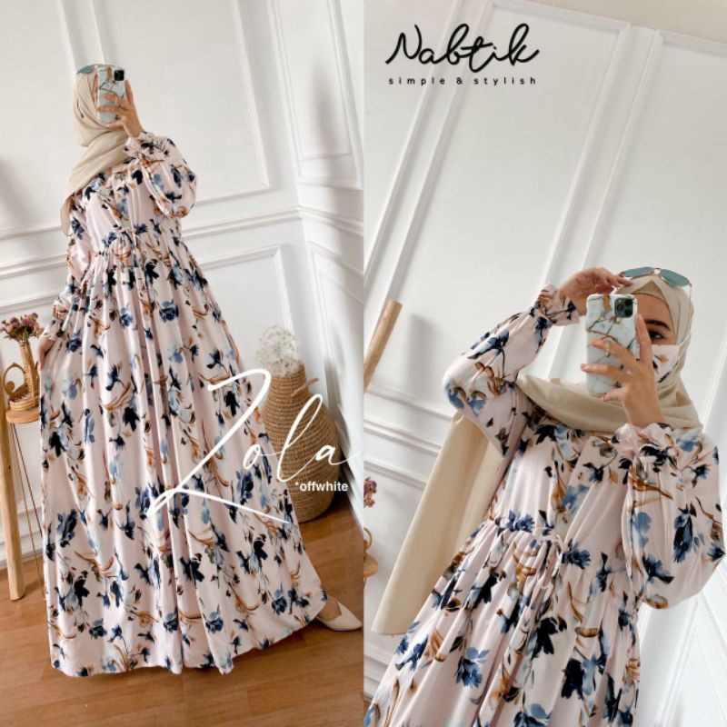 Zola Maxy Dress Gamis Cotton Katun Rayon Original Nabtik Gratis Masker Hijab